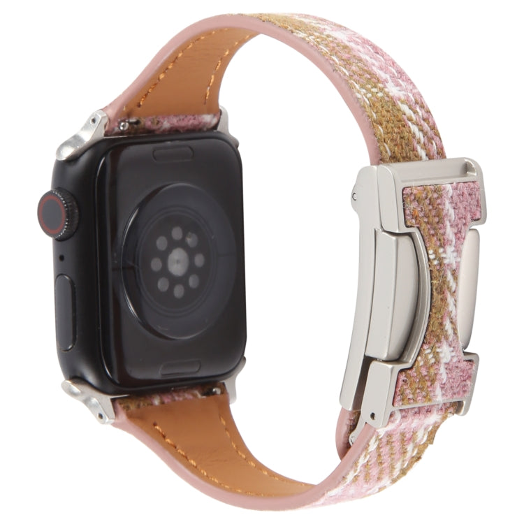 For Apple Watch 42mm / 41mm / 40mm / 38mm Slim Magnetic Buckle Napped Fabric Leather Watch Band(Pink) - Watch Bands by PMC TechLife | Online Shopping South Africa | PMC TechLife | Buy Now Pay Later Mobicred