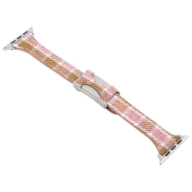 For Apple Watch 42mm / 41mm / 40mm / 38mm Slim Magnetic Buckle Napped Fabric Leather Watch Band(Pink) - Watch Bands by PMC TechLife | Online Shopping South Africa | PMC TechLife | Buy Now Pay Later Mobicred
