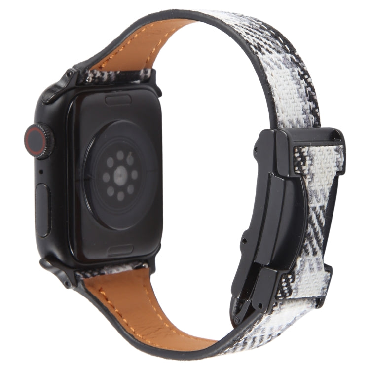 For Apple Watch 42mm / 41mm / 40mm / 38mm Slim Magnetic Buckle Napped Fabric Leather Watch Band(Grey) - Watch Bands by PMC TechLife | Online Shopping South Africa | PMC TechLife | Buy Now Pay Later Mobicred