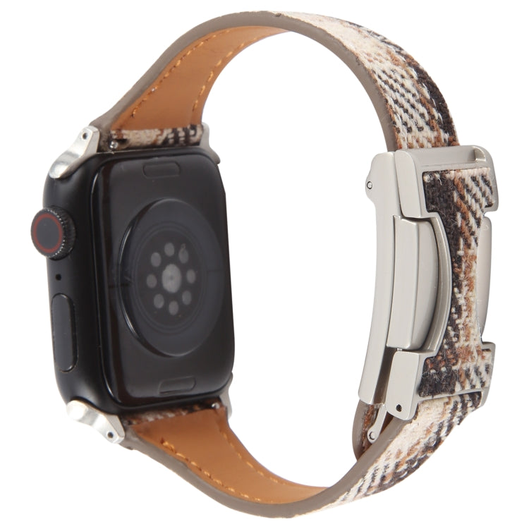 For Apple Watch 42mm / 41mm / 40mm / 38mm Slim Magnetic Buckle Napped Fabric Leather Watch Band(Brown) - Watch Bands by PMC TechLife | Online Shopping South Africa | PMC TechLife | Buy Now Pay Later Mobicred