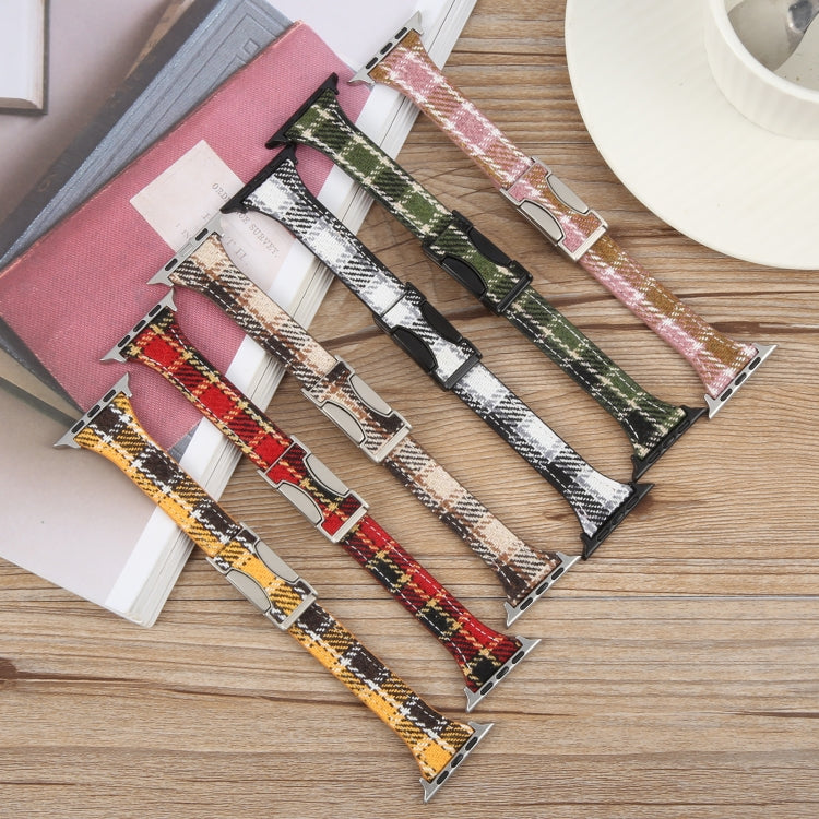 For Apple Watch 46mm / 49mm / 45mm / 44mm Slim Magnetic Buckle Napped Fabric Leather Watch Band(Brown) - Watch Bands by PMC TechLife | Online Shopping South Africa | PMC TechLife | Buy Now Pay Later Mobicred