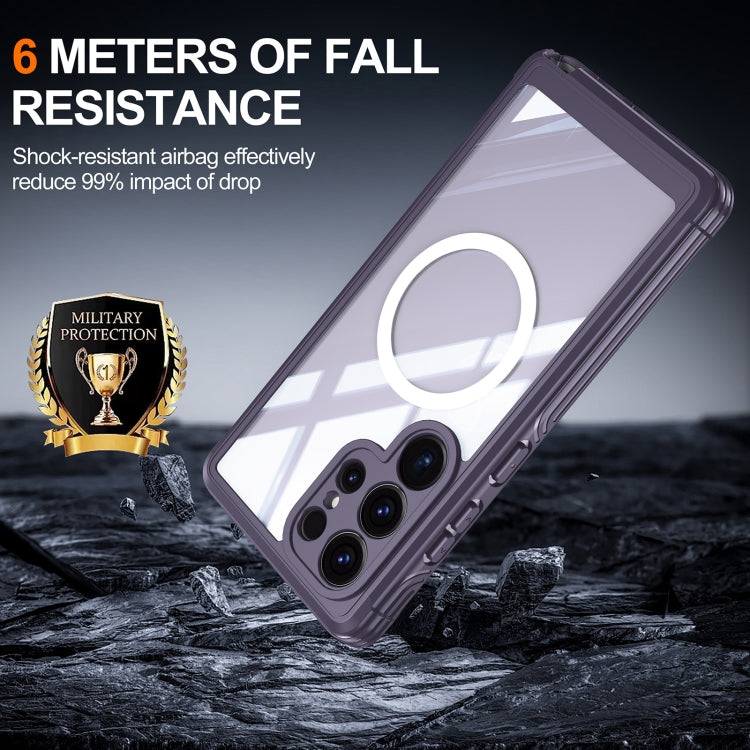 For Samsung Galaxy S25 Ultra 5G Tempered Glass MagSafe Phone Case(Purple) - Galaxy S25 Ultra 5G Cases by PMC Jewellery | Online Shopping South Africa | PMC Jewellery | Buy Now Pay Later Mobicred