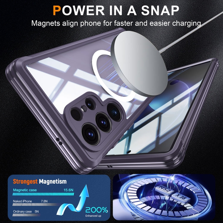 For Samsung Galaxy S25 Ultra 5G Tempered Glass MagSafe Phone Case(Purple) - Galaxy S25 Ultra 5G Cases by PMC Jewellery | Online Shopping South Africa | PMC Jewellery | Buy Now Pay Later Mobicred