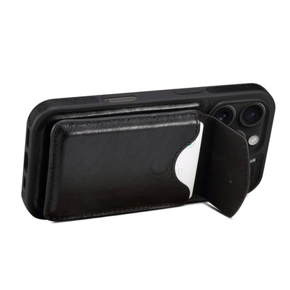 For iPhone 16 Pro Max Denior D22 Genuine Leather MagSafe Holder Detachable Card Slot Phone Case(Black) - iPhone 16 Pro Max Cases by Denior | Online Shopping South Africa | PMC Jewellery | Buy Now Pay Later Mobicred