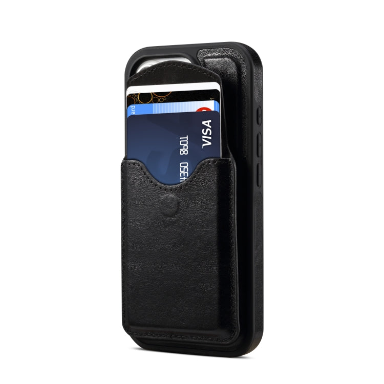 For iPhone 16 Pro Denior D22 Genuine Leather MagSafe Holder Detachable Card Slot Phone Case(Black) - free shipping - PMC Jewellery - Order now!