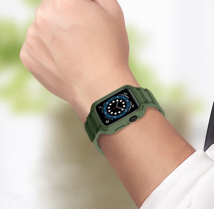 For Apple Watch Series 10 46mm Armor TPU Case Integrated Watch Band(Army Green) - Watch Cases by PMC Jewellery | Online Shopping South Africa | PMC Jewellery | Buy Now Pay Later Mobicred