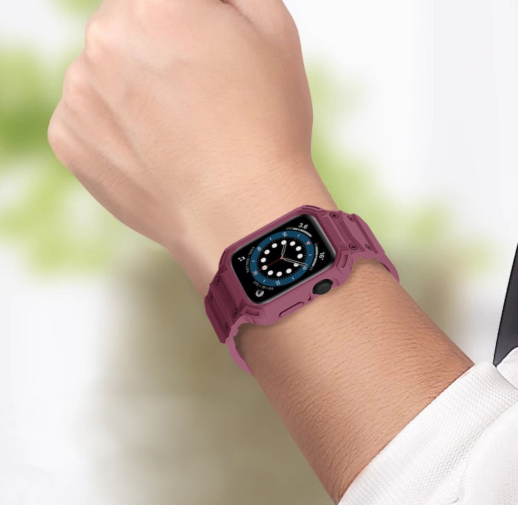 For Apple Watch Series 10 46mm Armor TPU Case Integrated Watch Band(Plum Color) - Watch Cases by PMC Jewellery | Online Shopping South Africa | PMC Jewellery | Buy Now Pay Later Mobicred