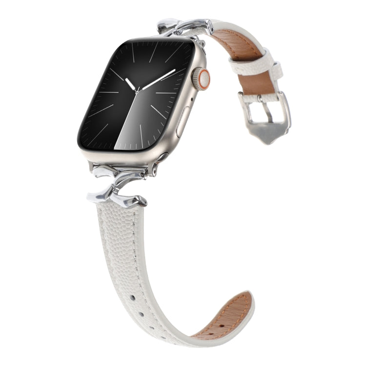 For Apple Watch 42mm / 41mm / 40mm / 38mm X-shaped Buckle Genuine Leather Watch Band(White) - Watch Bands by PMC TechLife | Online Shopping South Africa | PMC TechLife | Buy Now Pay Later Mobicred