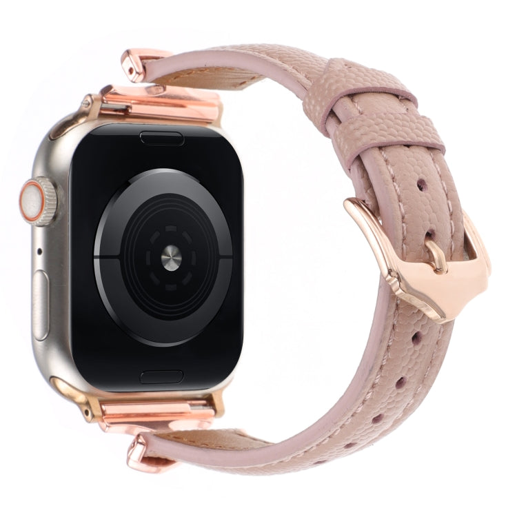 For Apple Watch 42mm / 41mm / 40mm / 38mm X-shaped Buckle Genuine Leather Watch Band(Dark Pink) - Watch Bands by PMC TechLife | Online Shopping South Africa | PMC TechLife | Buy Now Pay Later Mobicred