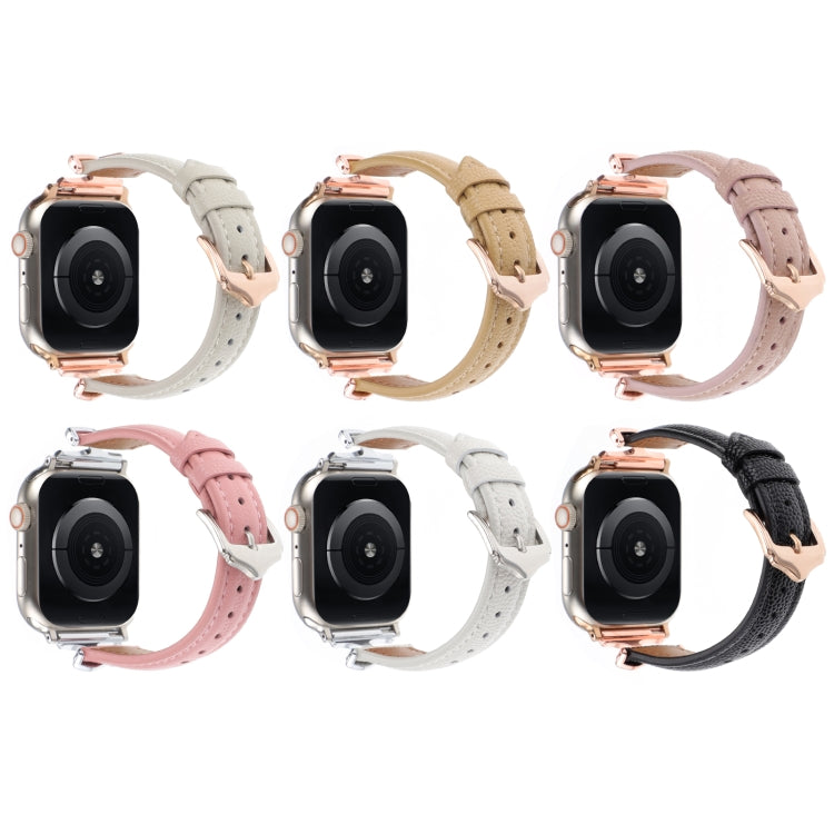 For Apple Watch 42mm / 41mm / 40mm / 38mm X-shaped Buckle Genuine Leather Watch Band(White) - Watch Bands by PMC TechLife | Online Shopping South Africa | PMC TechLife | Buy Now Pay Later Mobicred