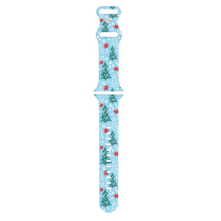 For Apple Watch 46mm / 49mm / 45mm / 44mm Christmas Pattern Silicone Watch Band(Christmas Tree Blue) - free shipping - PMc TechLife - Order now!