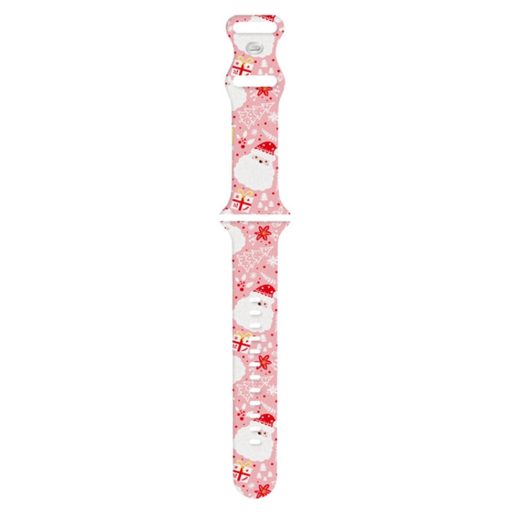 For Apple Watch 46mm / 49mm / 45mm / 44mm Christmas Pattern Silicone Watch Band(Santa Claus Pink) - free shipping - PMc TechLife - Order now!