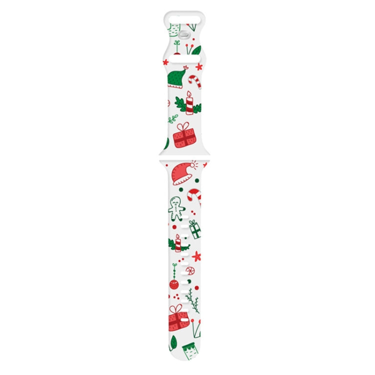 For Apple Watch 42mm / 41mm / 40mm / 38mm Christmas Pattern Silicone Watch Band(Christmas Gift White) - free shipping - PMc TechLife - Order now!