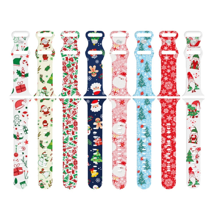 For Apple Watch 42mm / 41mm / 40mm / 38mm Christmas Pattern Silicone Watch Band(Santa Claus Pink) - free shipping - PMc TechLife - Order now!
