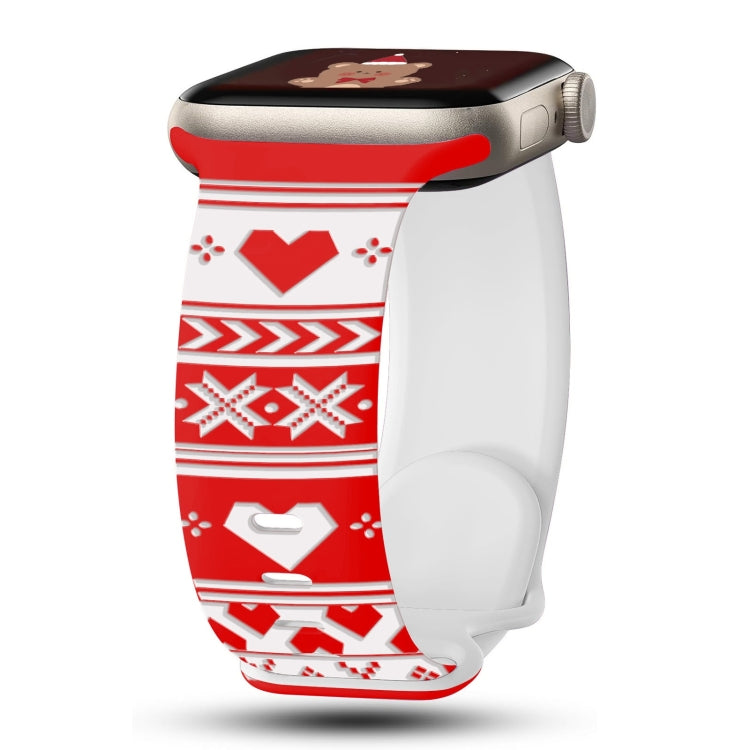 For Apple Watch 46mm / 49mm / 45mm / 44mm Christmas Engraving Butterfly Buckle Silicone Watch Band(Red Love) - free shipping - PMc TechLife - Order now!