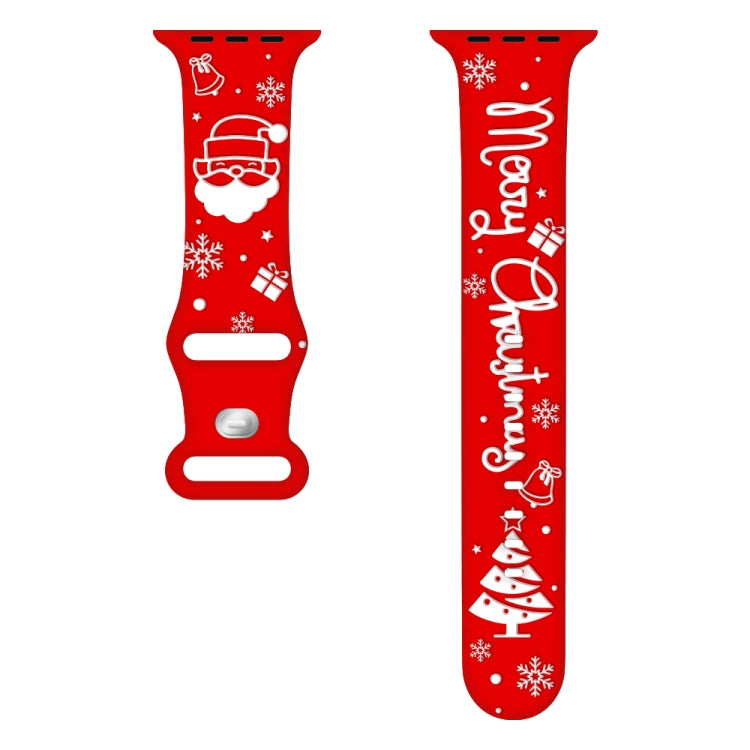 For Apple Watch 42mm / 41mm / 40mm / 38mm Christmas Engraving Butterfly Buckle Silicone Watch Band(Red White) - free shipping - PMc TechLife - Order now!