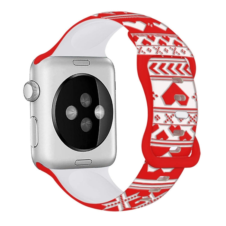 For Apple Watch 42mm / 41mm / 40mm / 38mm Christmas Engraving Butterfly Buckle Silicone Watch Band(Red Love) - free shipping - PMc TechLife - Order now!