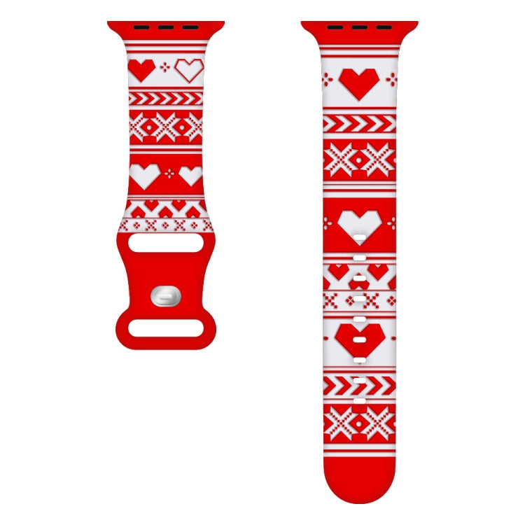 For Apple Watch 42mm / 41mm / 40mm / 38mm Christmas Engraving Butterfly Buckle Silicone Watch Band(Red Love) - free shipping - PMc TechLife - Order now!