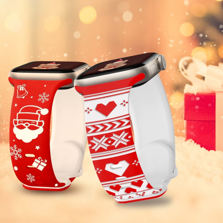 For Apple Watch 46mm / 49mm / 45mm / 44mm Christmas Engraving Butterfly Buckle Silicone Watch Band(Red Love) - free shipping - PMc TechLife - Order now!