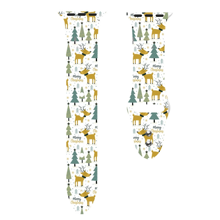 For Apple Watch 46mm / 49mm / 45mm / 44mm Christmas Pattern Silicone Watch Band(Forest Christmas) - free shipping - PMc TechLife - Order now!