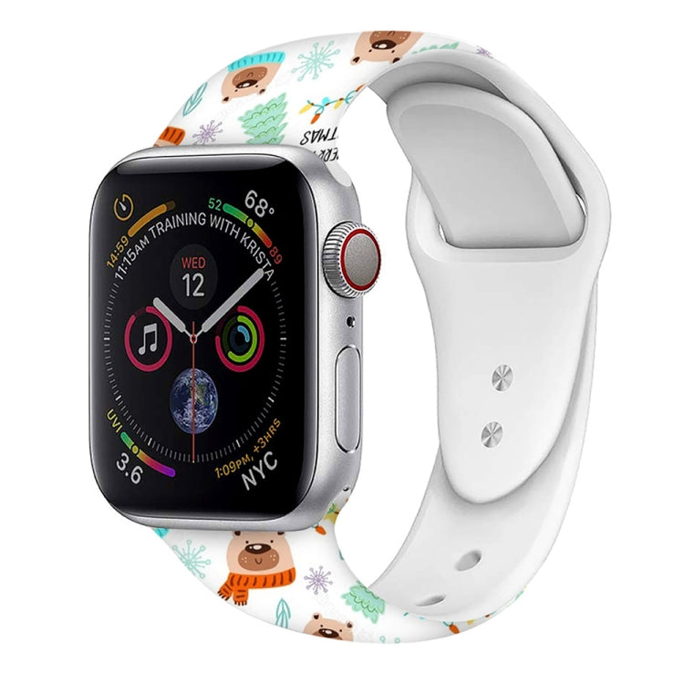 For Apple Watch 46mm / 49mm / 45mm / 44mm Christmas Pattern Silicone Watch Band(Happy Bear) - free shipping - PMc TechLife - Order now!
