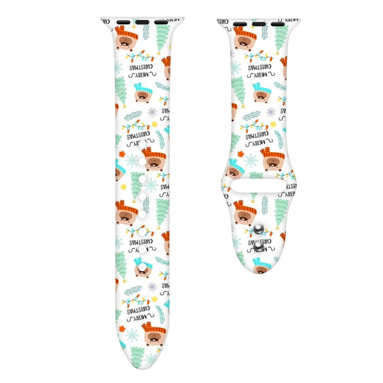 For Apple Watch 46mm / 49mm / 45mm / 44mm Christmas Pattern Silicone Watch Band(Happy Bear) - free shipping - PMc TechLife - Order now!