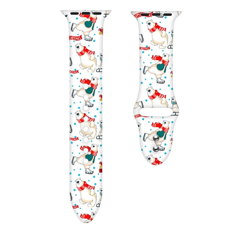 For Apple Watch 46mm / 49mm / 45mm / 44mm Christmas Pattern Silicone Watch Band(Happy Skiing Bear) - free shipping - PMc TechLife - Order now!