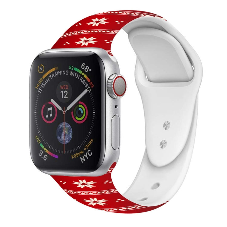 For Apple Watch 42mm / 41mm / 40mm / 38mm Christmas Pattern Silicone Watch Band(Sakura Red) - free shipping - PMc TechLife - Order now!