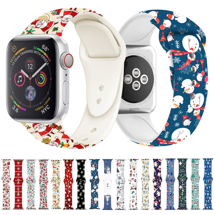 For Apple Watch 46mm / 49mm / 45mm / 44mm Christmas Pattern Silicone Watch Band(Small Snowman Blue) - free shipping - PMc TechLife - Order now!