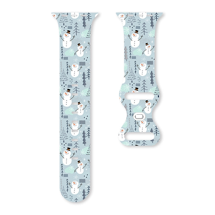 For Apple Watch 46mm / 49mm / 45mm / 44mm Christmas Pattern Butterfly Buckle Silicone Watch Band(Snowman Light Blue) - Watch Bands by PMc TechLife | Online Shopping South Africa | PMc TechLife | Buy Now Pay Later Mobicred