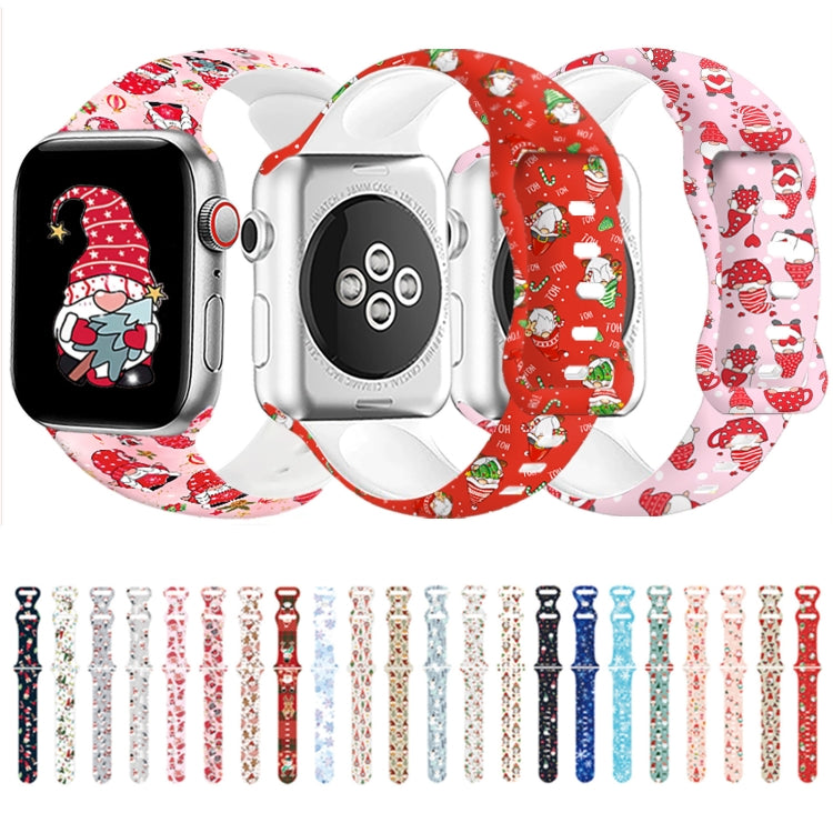 For Apple Watch 46mm / 49mm / 45mm / 44mm Christmas Pattern Butterfly Buckle Silicone Watch Band(Snowman Light Blue) - Watch Bands by PMc TechLife | Online Shopping South Africa | PMc TechLife | Buy Now Pay Later Mobicred