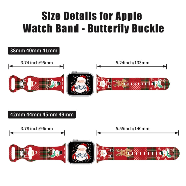 For Apple Watch 46mm / 49mm / 45mm / 44mm Christmas Pattern Butterfly Buckle Silicone Watch Band(Snowman Light Blue) - Watch Bands by PMc TechLife | Online Shopping South Africa | PMc TechLife | Buy Now Pay Later Mobicred