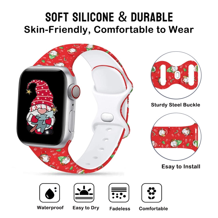 For Apple Watch 46mm / 49mm / 45mm / 44mm Christmas Pattern Butterfly Buckle Silicone Watch Band(Snowman Light Blue) - Watch Bands by PMc TechLife | Online Shopping South Africa | PMc TechLife | Buy Now Pay Later Mobicred