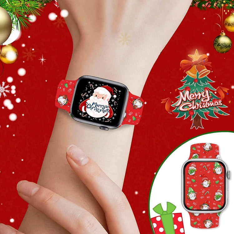 For Apple Watch 46mm / 49mm / 45mm / 44mm Christmas Pattern Butterfly Buckle Silicone Watch Band(Snowman Light Blue) - Watch Bands by PMc TechLife | Online Shopping South Africa | PMc TechLife | Buy Now Pay Later Mobicred
