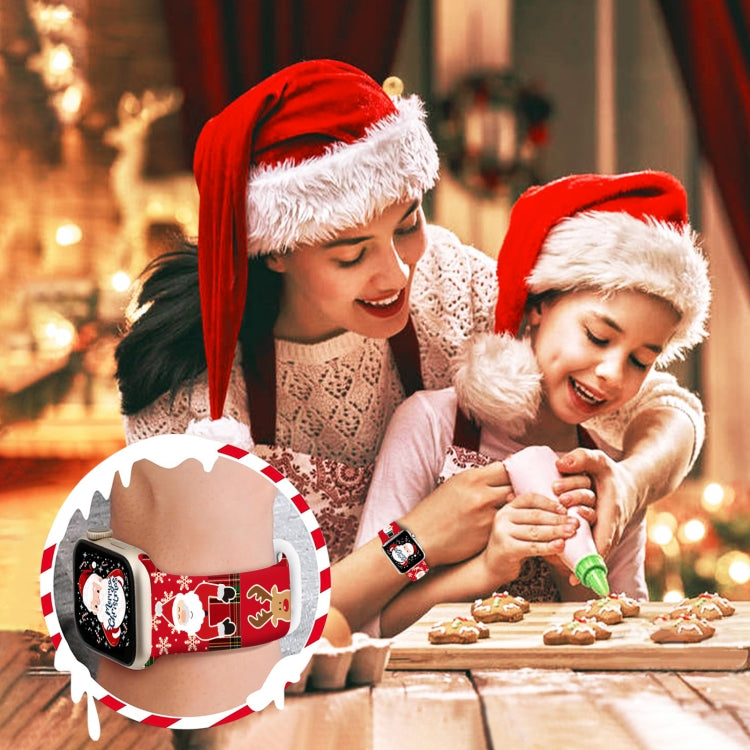 For Apple Watch 46mm / 49mm / 45mm / 44mm Christmas Pattern Butterfly Buckle Silicone Watch Band(Snowman Light Blue) - Watch Bands by PMc TechLife | Online Shopping South Africa | PMc TechLife | Buy Now Pay Later Mobicred