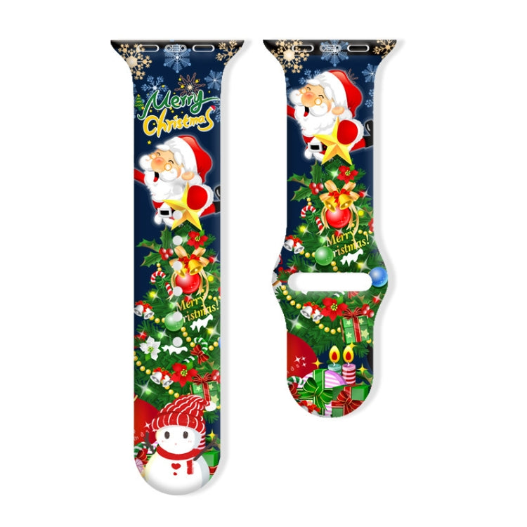 For Apple Watch 46mm / 49mm / 45mm / 44mm Christmas Pattern Reverse Buckle Silicone Watch Band(Santa Claus Snowman Green) - free shipping - PMc TechLife - Order now!
