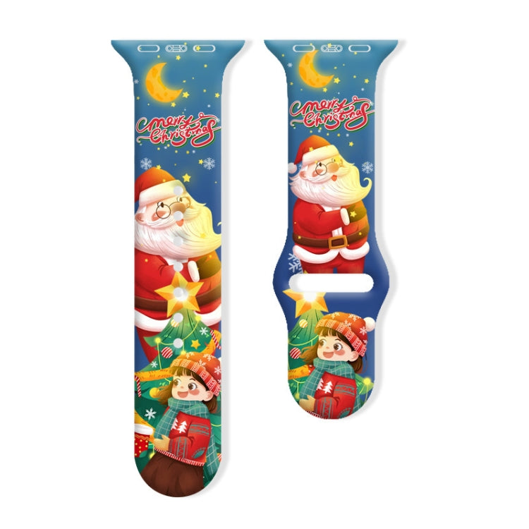 For Apple Watch 46mm / 49mm / 45mm / 44mm Christmas Pattern Reverse Buckle Silicone Watch Band(Santa Claus and Girl) - free shipping - PMc TechLife - Order now!
