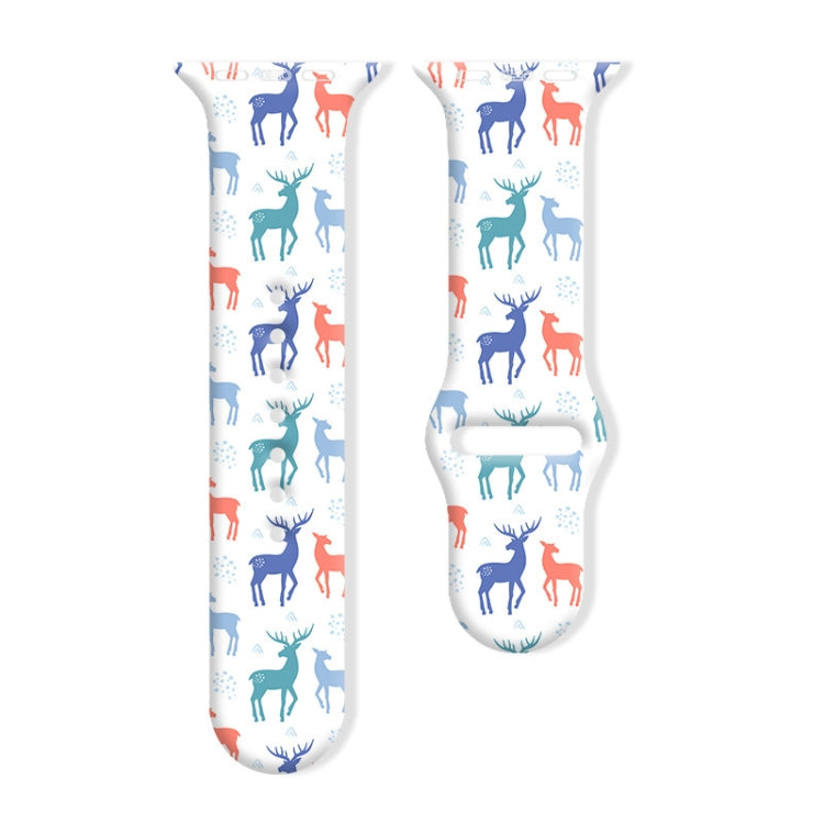 For Apple Watch 46mm / 49mm / 45mm / 44mm Christmas Pattern Reverse Buckle Silicone Watch Band(Deers) - free shipping - PMc TechLife - Order now!