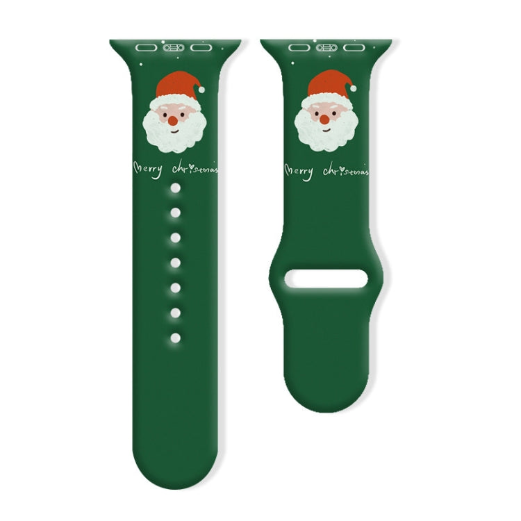 For Apple Watch 46mm / 49mm / 45mm / 44mm Christmas Pattern Reverse Buckle Silicone Watch Band(Santa Claus Green) - free shipping - PMc TechLife - Order now!