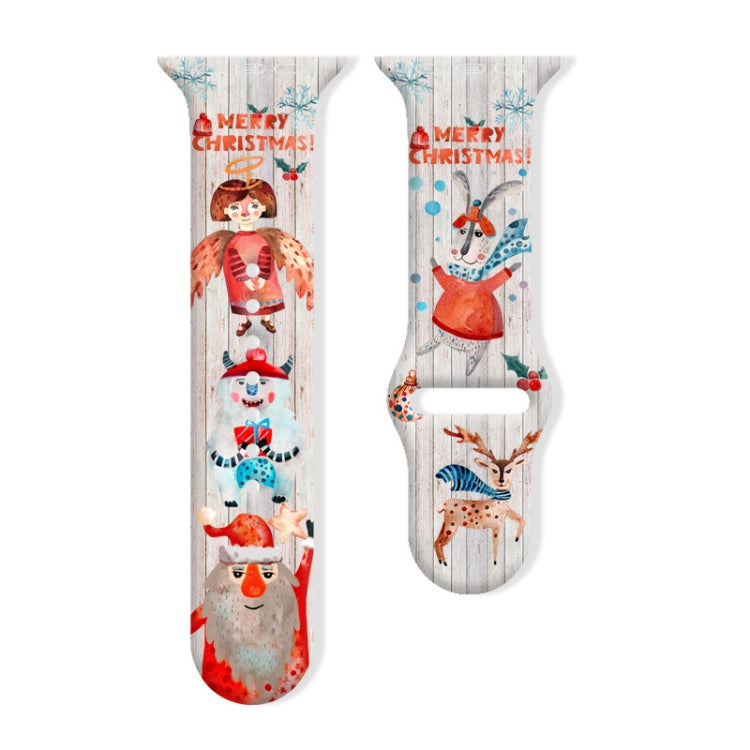 For Apple Watch 42mm / 41mm / 40mm / 38mm Christmas Pattern Reverse Buckle Silicone Watch Band(Christmas Angel) - free shipping - PMc TechLife - Order now!