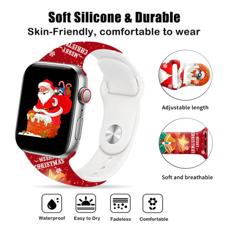 For Apple Watch 46mm / 49mm / 45mm / 44mm Christmas Pattern Reverse Buckle Silicone Watch Band(Santa Claus Red) - free shipping - PMc TechLife - Order now!