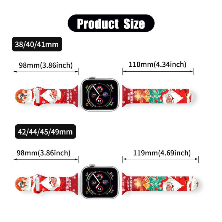 For Apple Watch 46mm / 49mm / 45mm / 44mm Christmas Pattern Reverse Buckle Silicone Watch Band(Santa Claus Red) - free shipping - PMc TechLife - Order now!