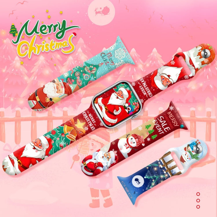 For Apple Watch 42mm / 41mm / 40mm / 38mm Christmas Pattern Reverse Buckle Silicone Watch Band(Snowman) - free shipping - PMc TechLife - Order now!