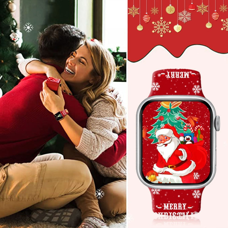 For Apple Watch 42mm / 41mm / 40mm / 38mm Christmas Pattern Reverse Buckle Silicone Watch Band(Santa Claus Snow) - free shipping - PMc TechLife - Order now!
