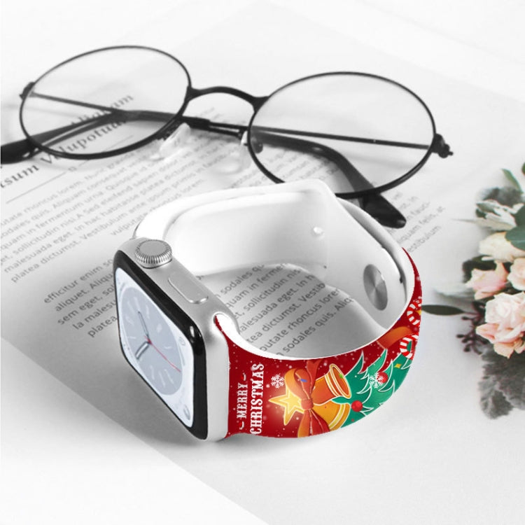 For Apple Watch 46mm / 49mm / 45mm / 44mm Christmas Pattern Reverse Buckle Silicone Watch Band(House Snowman) - free shipping - PMc TechLife - Order now!