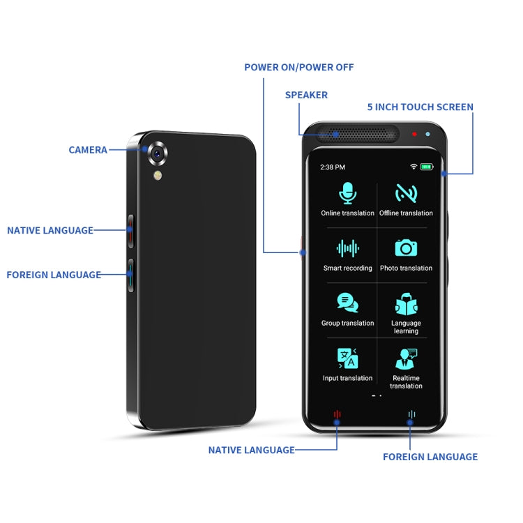 VORMOR Z6 5.0 inch HD Touch Screen Smart AI Translator 139 Languages with Offline Translation / Photo Translation -  by PMC TechLife | Online Shopping South Africa | PMC TechLife | Buy Now Pay Later Mobicred