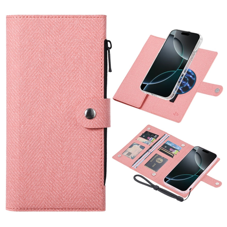 For iPhone 16 Pro Max ViLi GBS-C Series MagSafe Magnetic RFID Leather Flip Phone Case(Pink) - free shipping - PMC Jewellery - Order now!