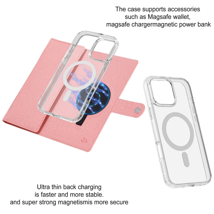 For iPhone 16 Pro Max ViLi GBS-C Series MagSafe Magnetic RFID Leather Flip Phone Case(Pink) - free shipping - PMC Jewellery - Order now!