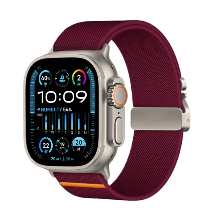 For Apple Watch 46mm / 49mm / 45mm / 44mm Parachute Buckle Elastic Nylon Watch Band(Wine Red) - free shipping - PMc TechLife - Order now!