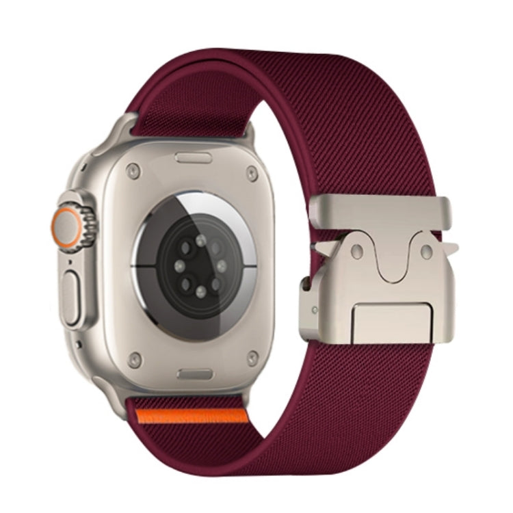 For Apple Watch 46mm / 49mm / 45mm / 44mm Parachute Buckle Elastic Nylon Watch Band(Wine Red) - free shipping - PMc TechLife - Order now!